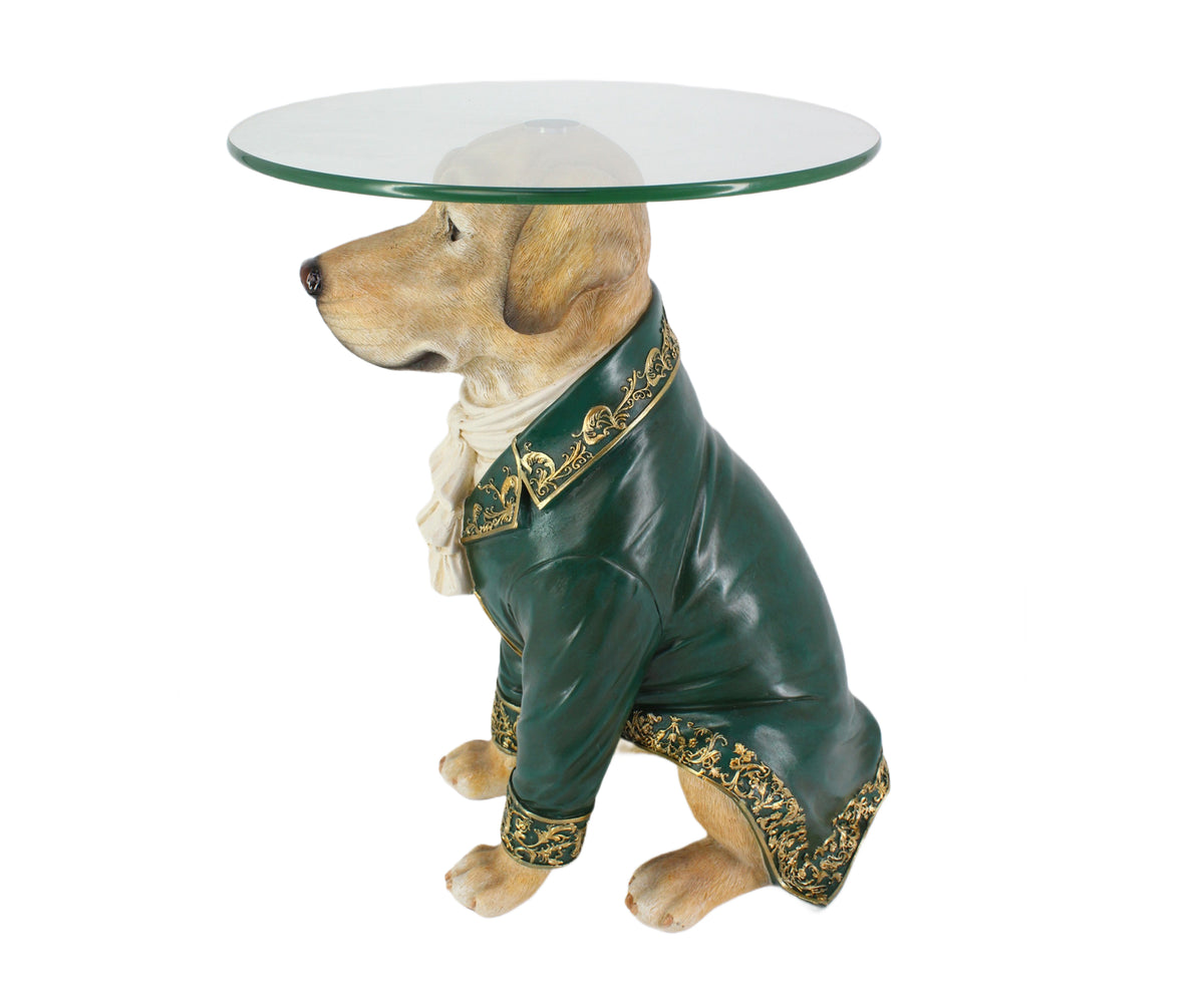 Regal Labrador Butler Glass-Top Side Table