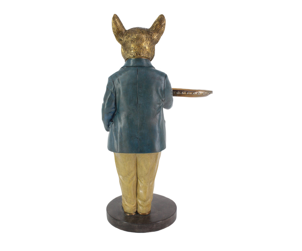 French Bulldog Butler Sculpture Oval Tray