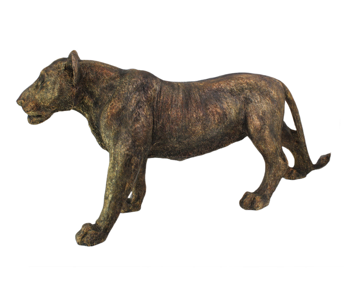 Walking Panther Sculpture in Burnished Finish