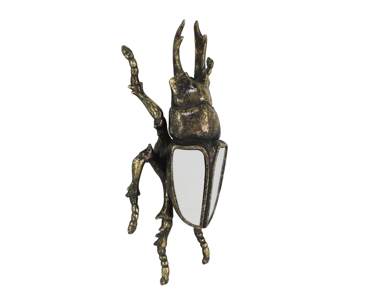 Distress Gold Mirrored Stag Beetle for Hallway Walls