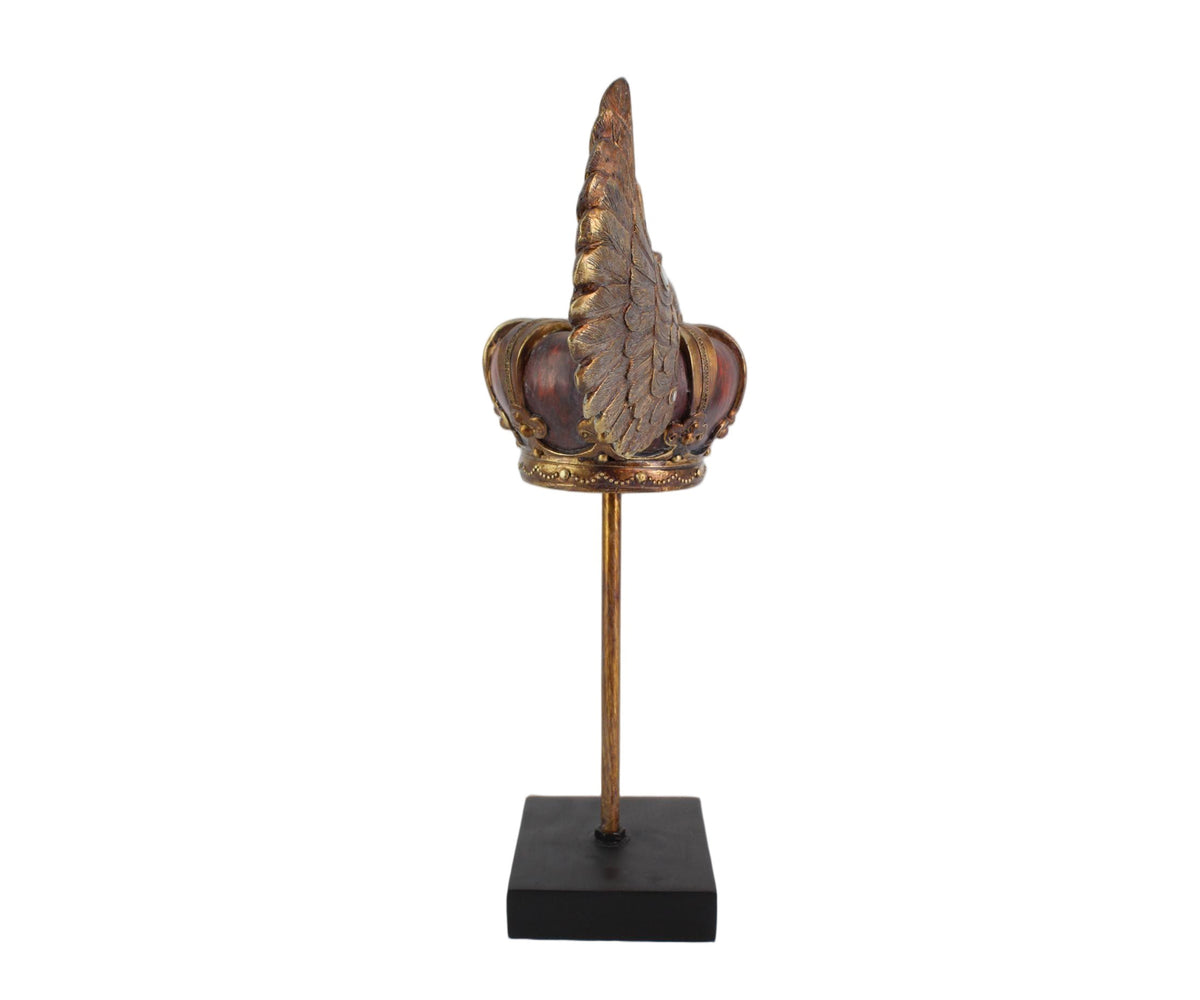 Winged Baroque Royal Crown on Matte Black Stand