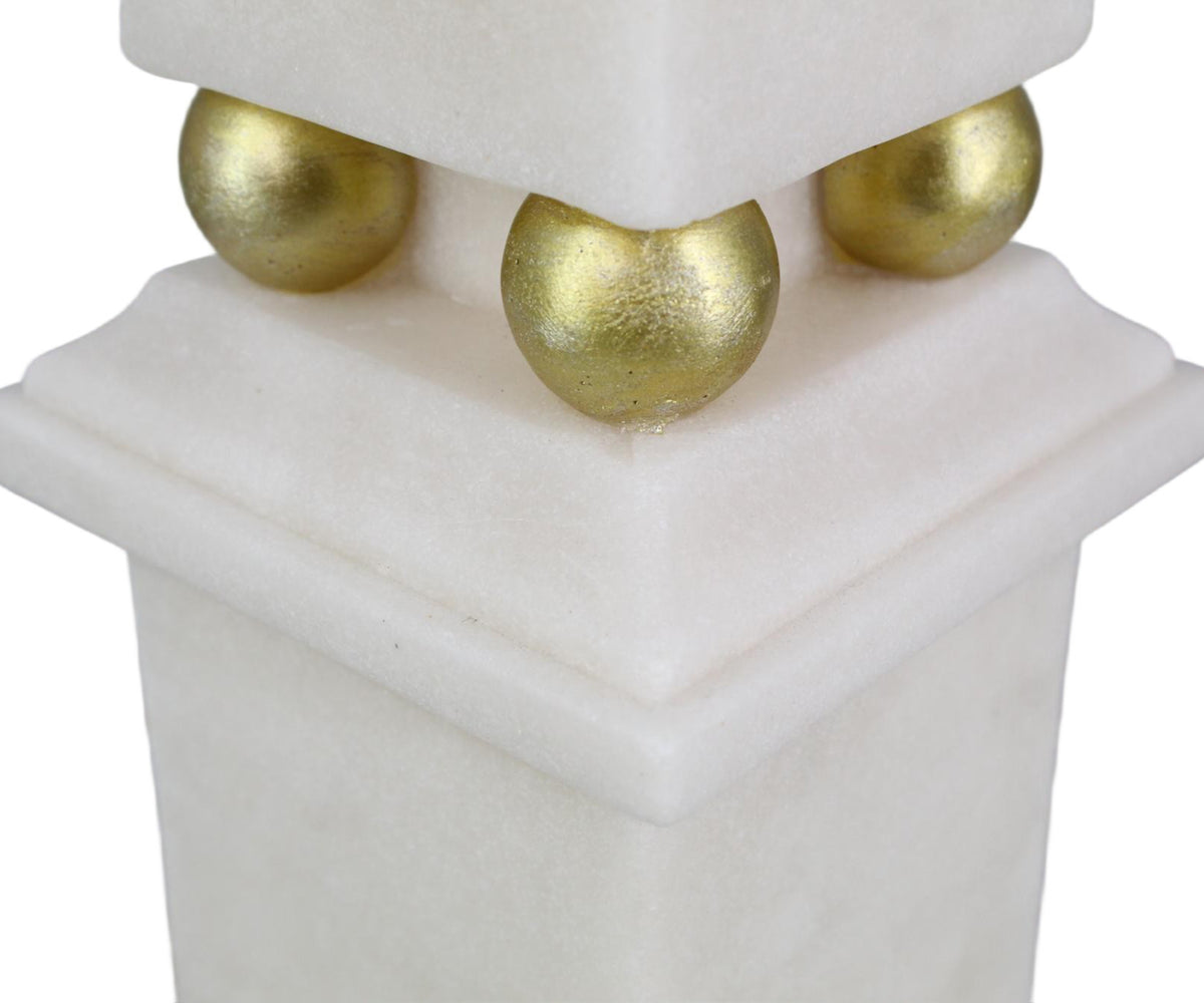 Petite White Obelisk with Gold Stud Band