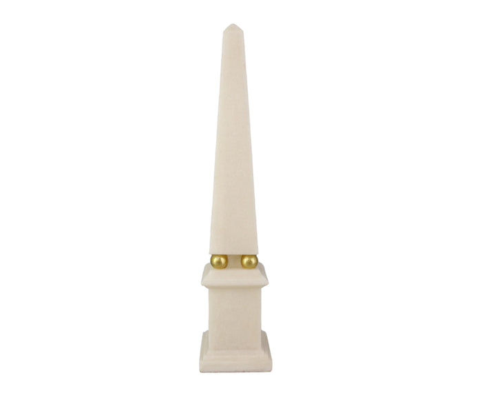 Tall White Obelisk with Gold Stud Band