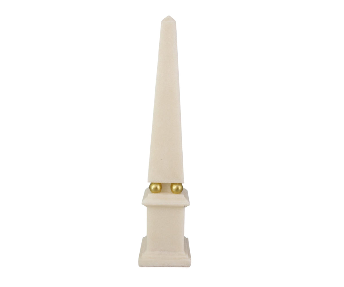 Tall White Obelisk with Gold Stud Band
