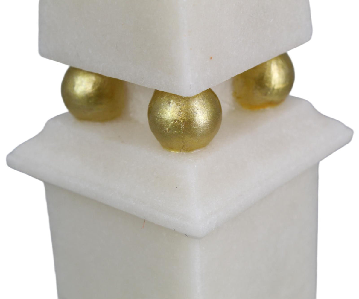 Tall White Obelisk with Gold Stud Band