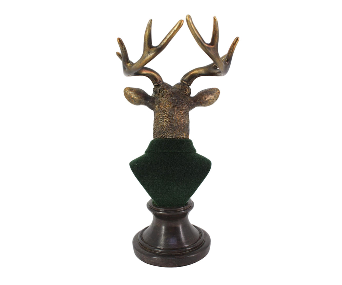 Dapper Antlered Deer Bust on Pedestal