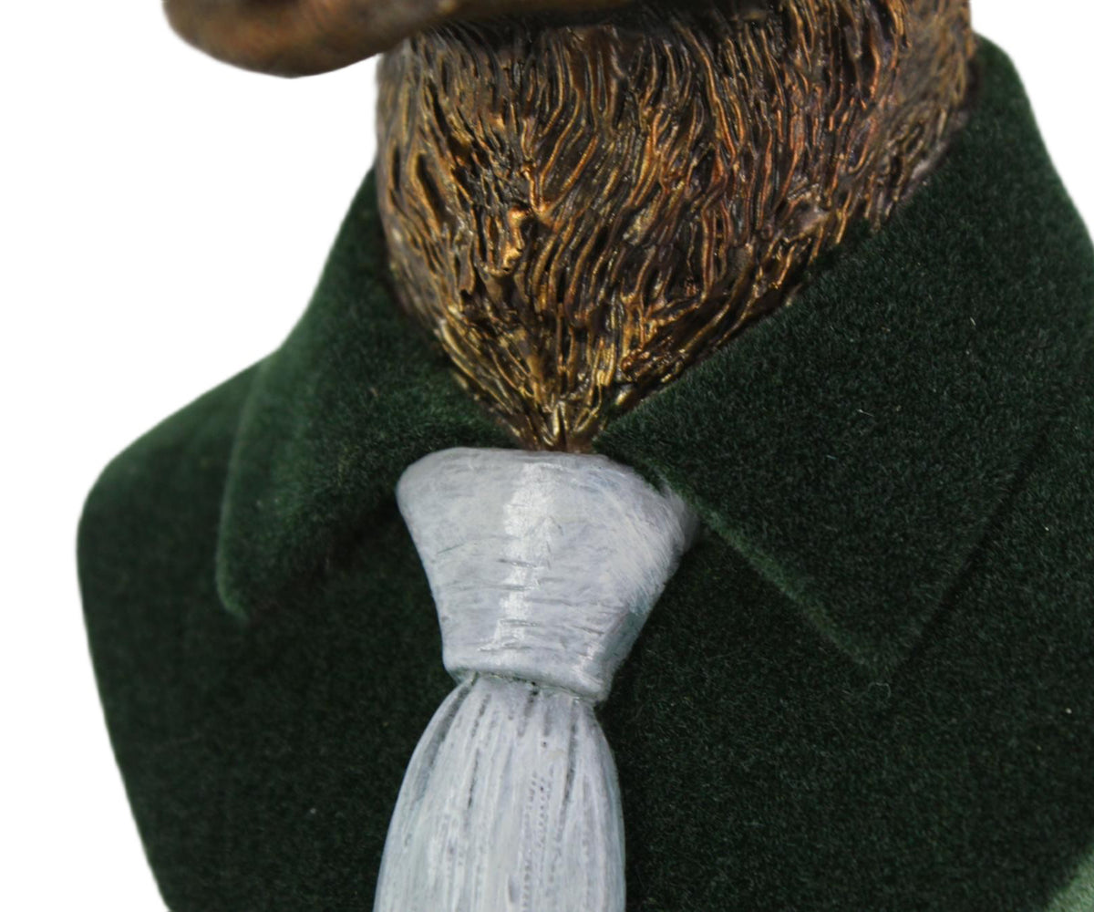Dapper Antlered Deer Bust on Pedestal