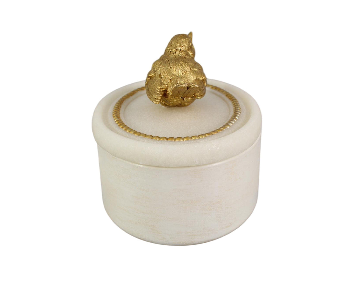 Minimalist Jewelry Box with Gold Bird Finial