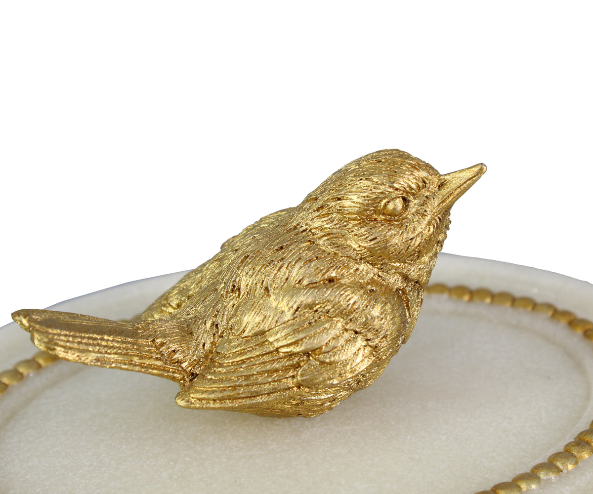Minimalist Jewelry Box with Gold Bird Finial