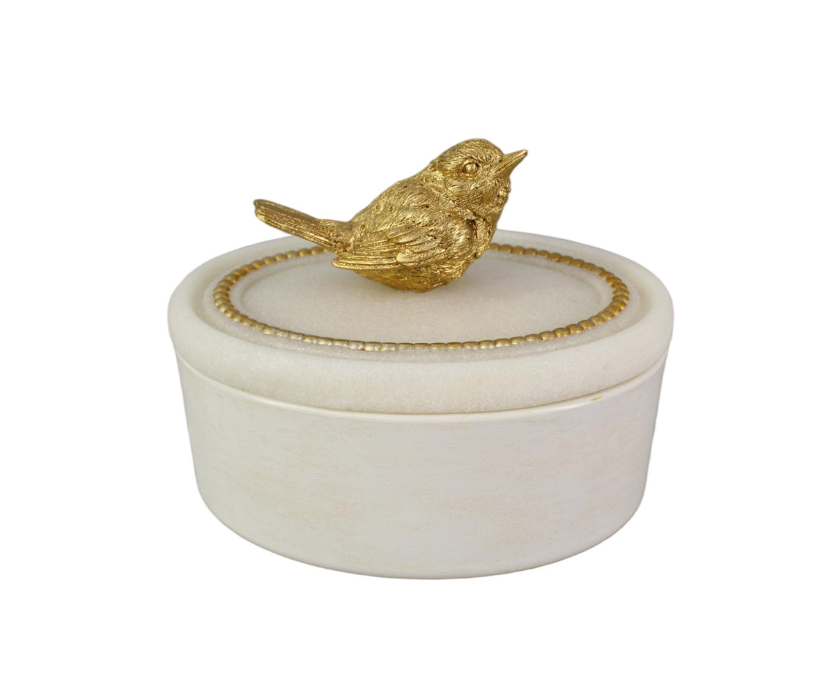 Minimalist Jewelry Box with Gold Bird Finial