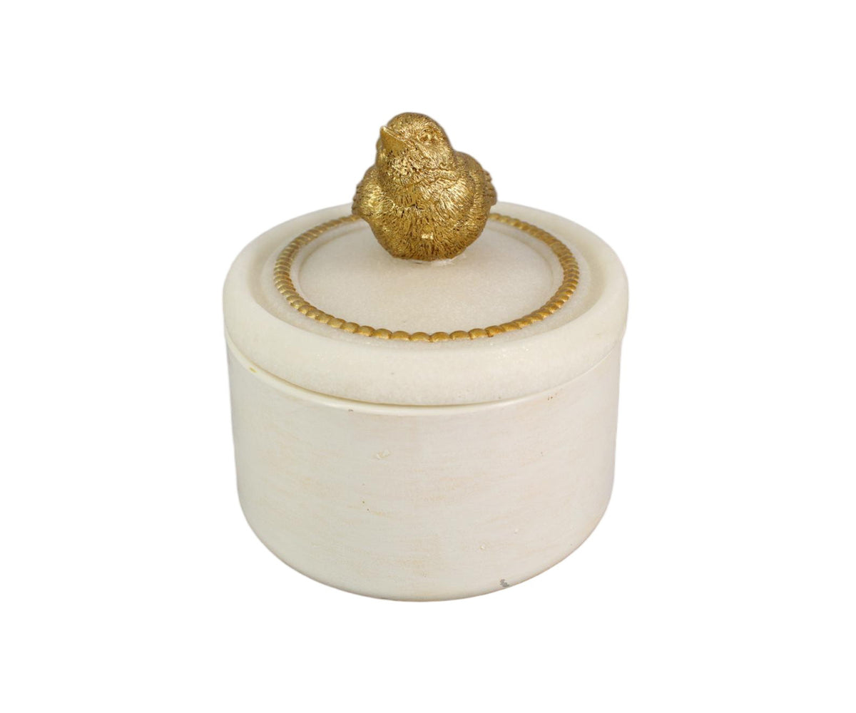 Minimalist Jewelry Box with Gold Bird Finial