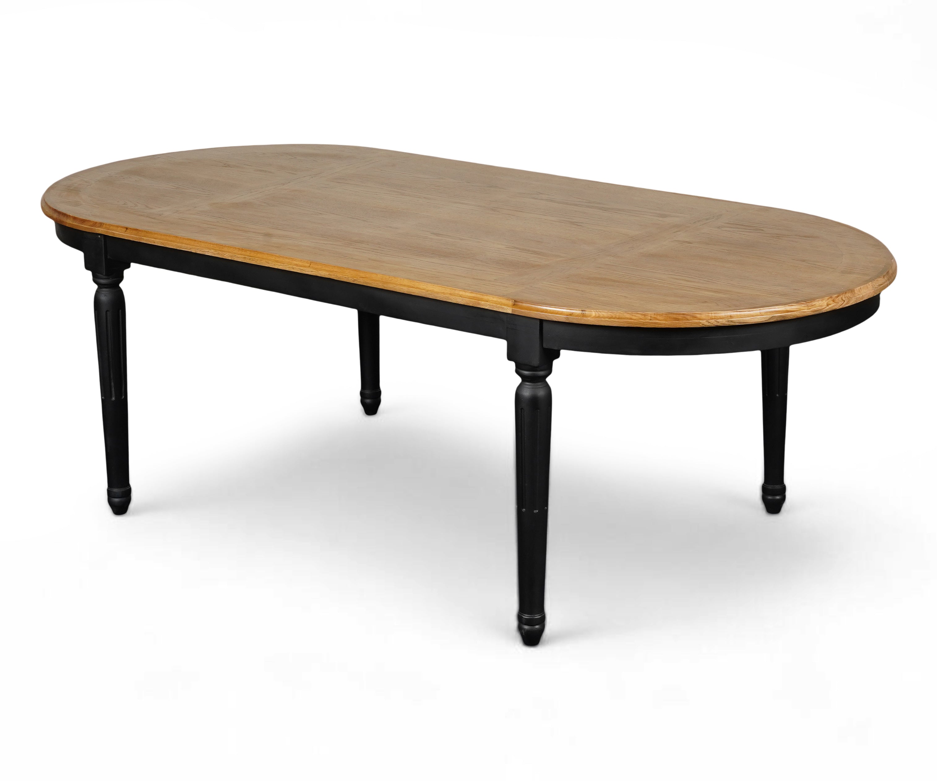 Natural Wood Oval 8 Seater Dining Table with Black Legs