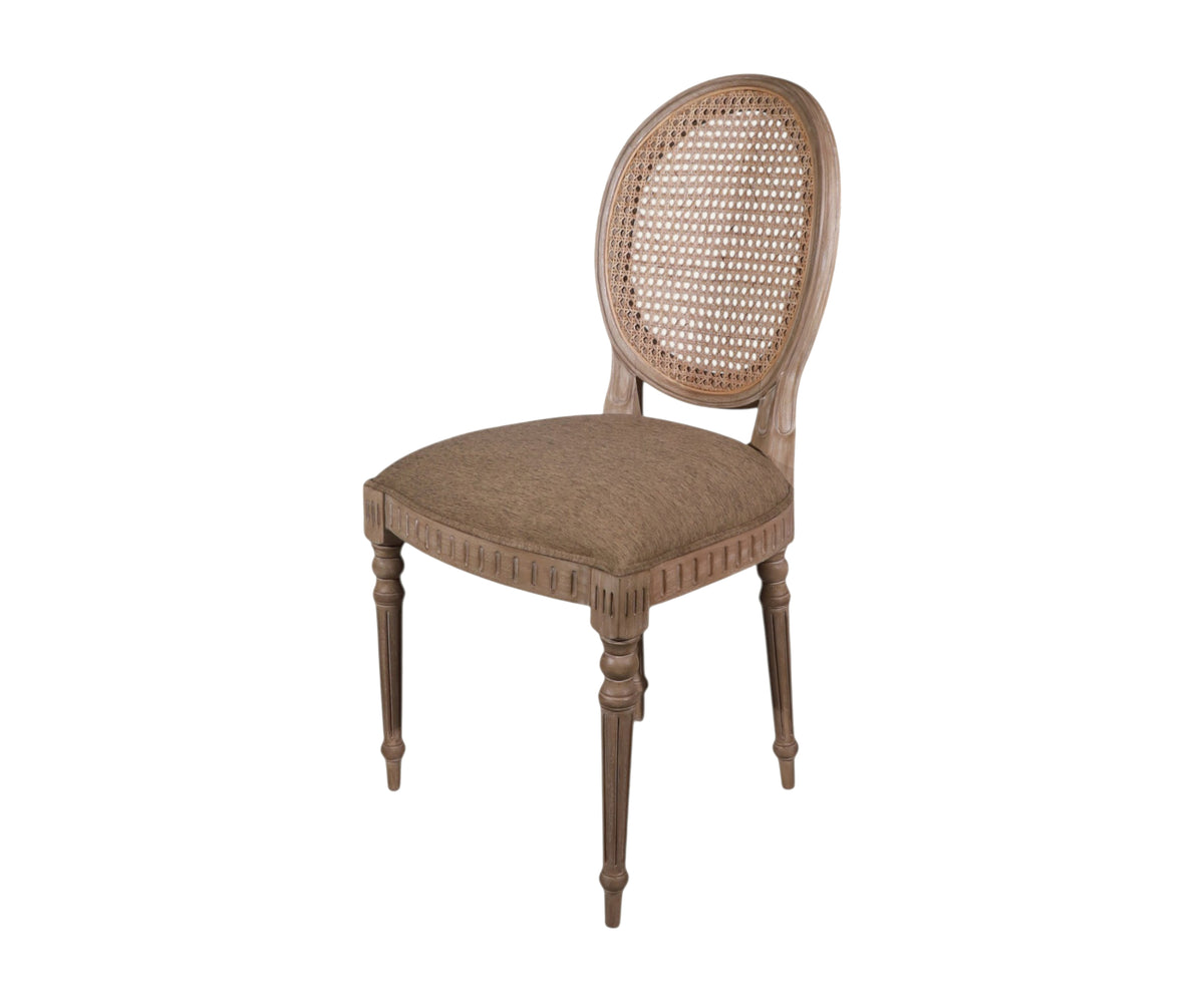 Gustavian Oval Cane Dining Chair with Tapered Fluted Legs