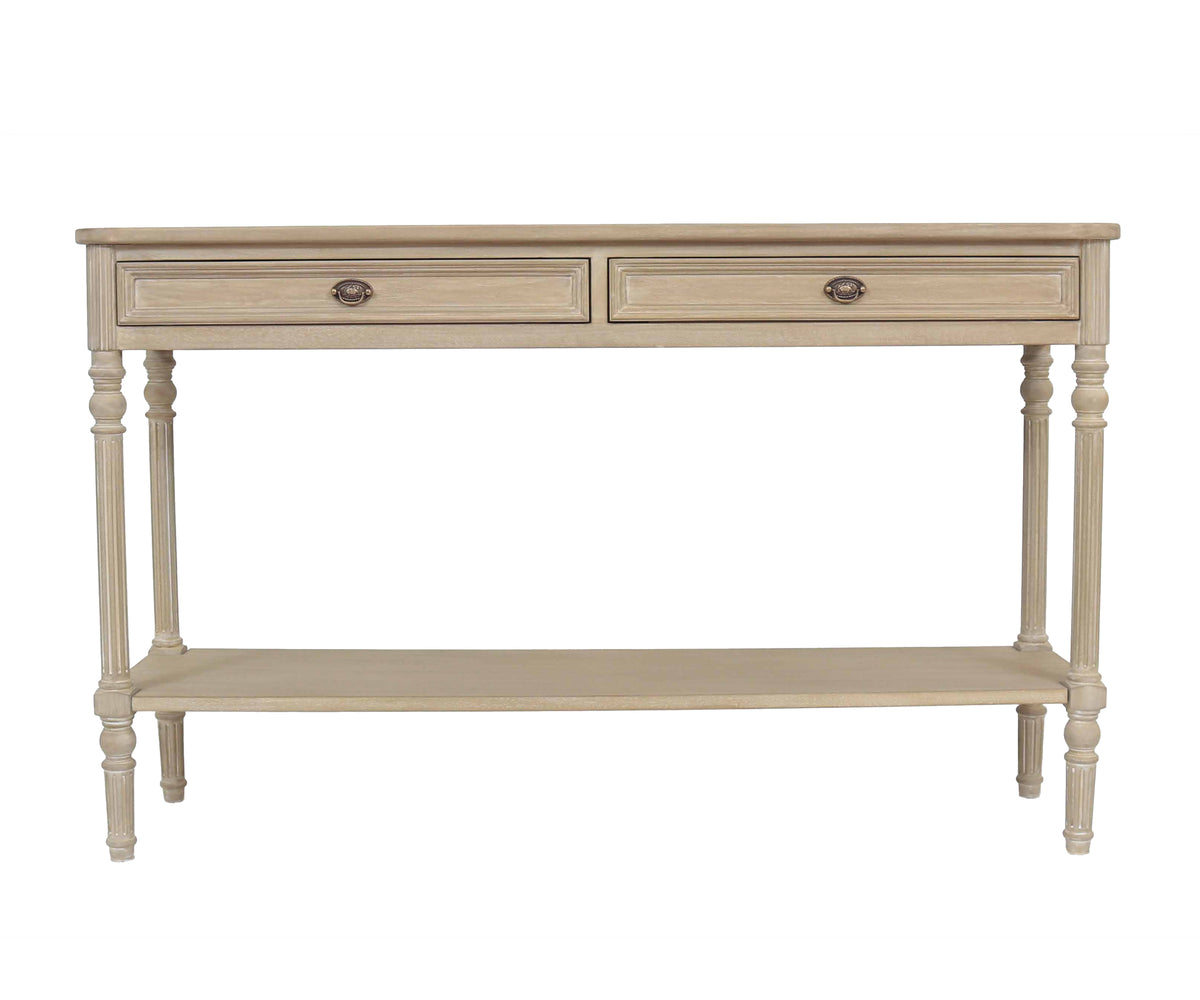 2-Tier Turned Leg 2-Drawer Console Table with Storage Shelf