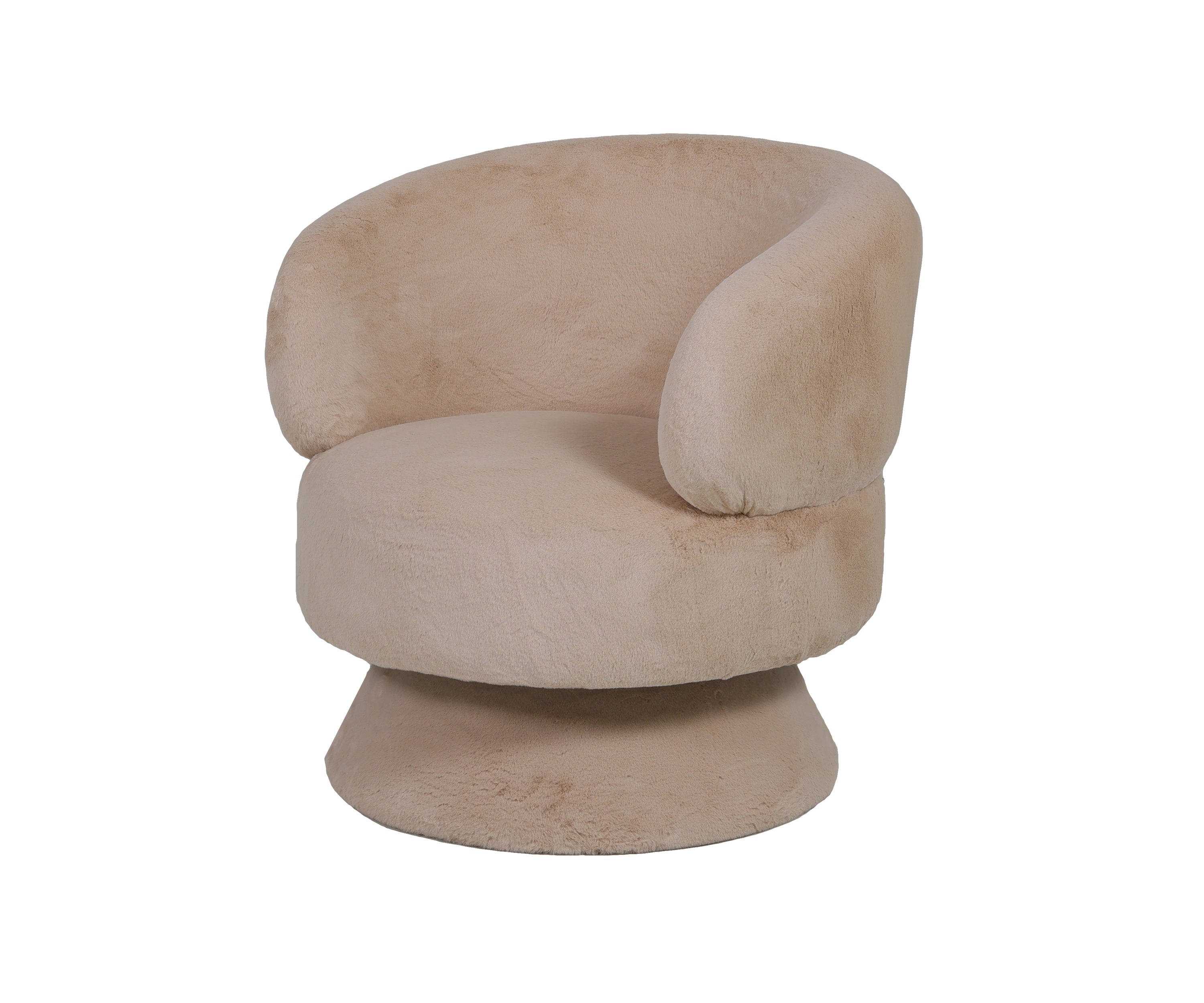 Plush Velvet Swivel Barrel Armchair in Beige