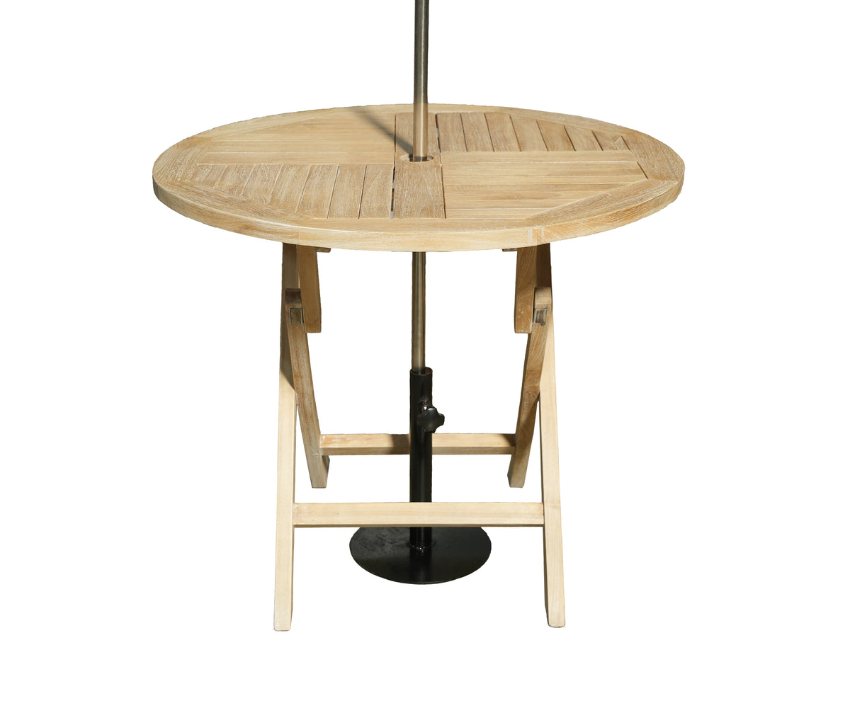 Round Checkered Teak PatioTable