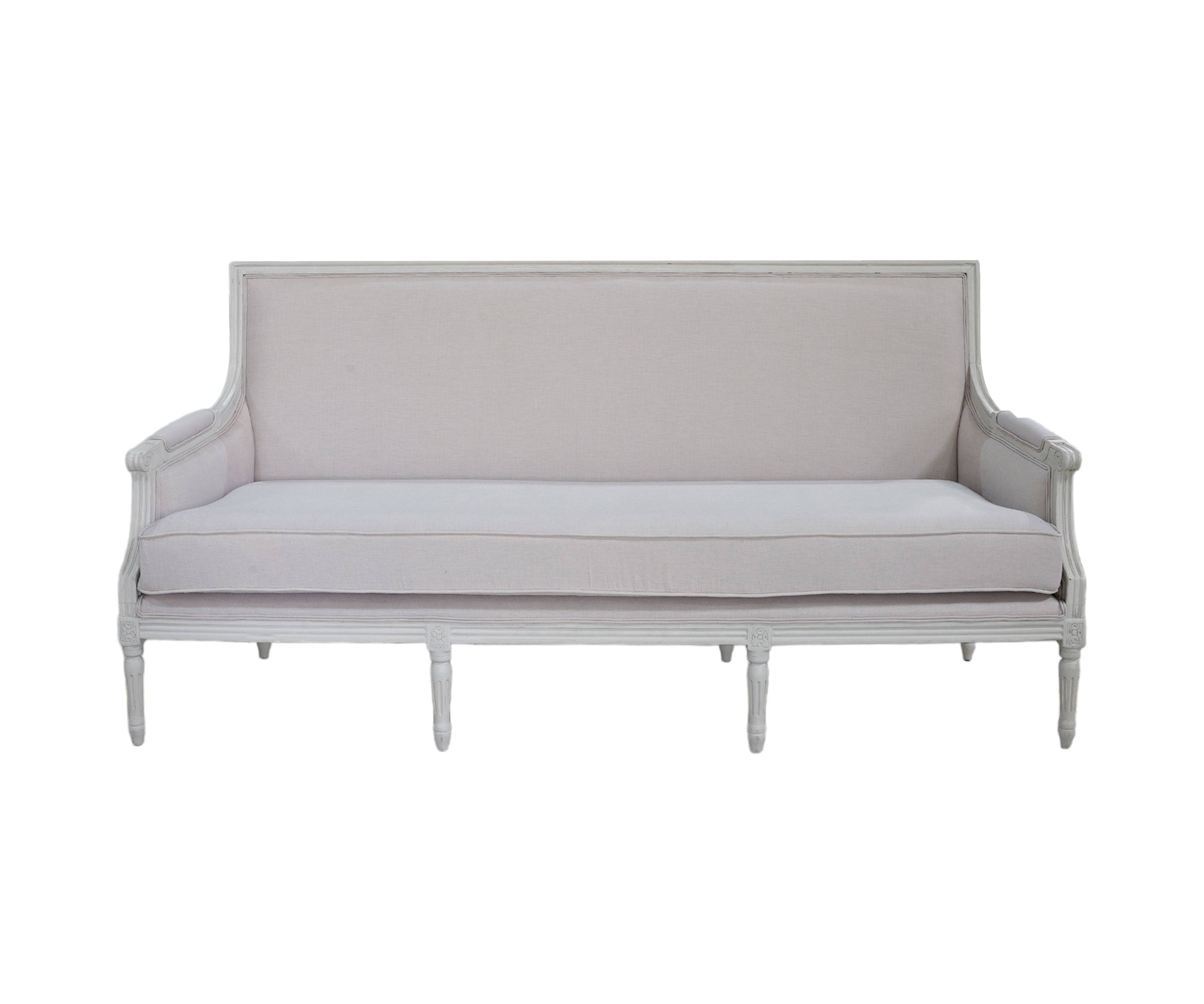 Gustavian Upholstered Three-Seater Sofa with Solid Wood Frame