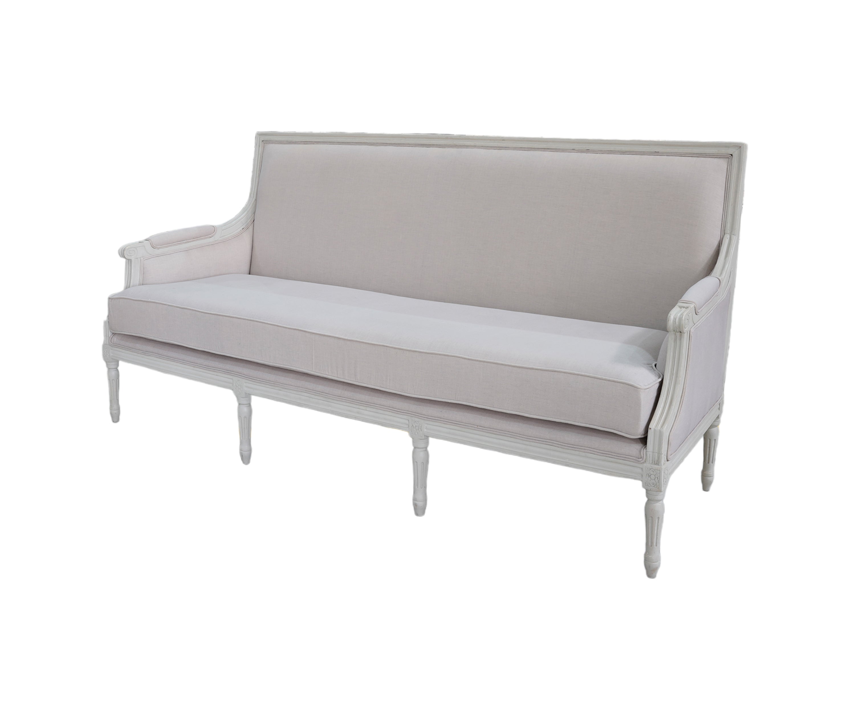 Gustavian Upholstered Three-Seater Sofa with Solid Wood Frame