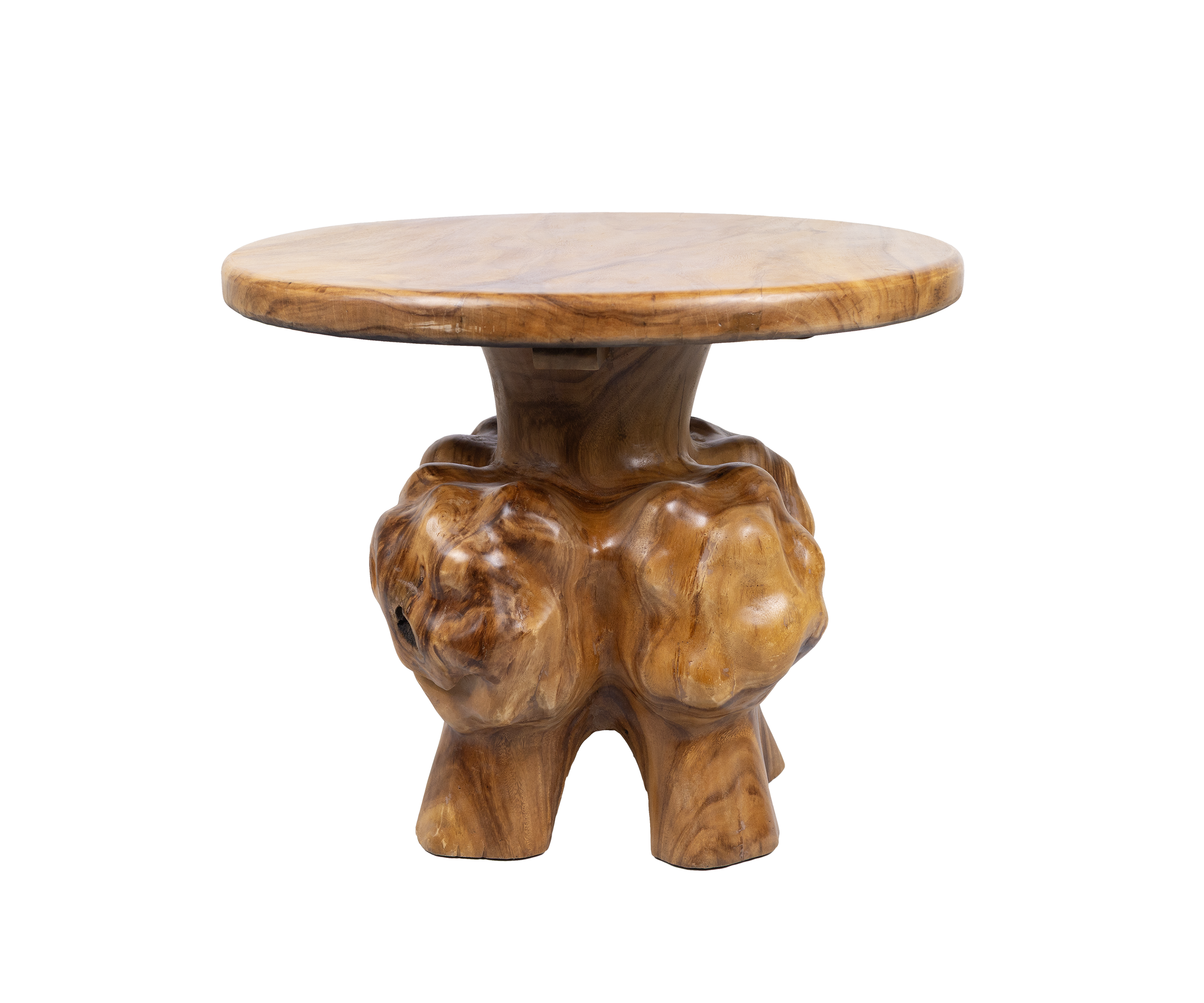 Sculpted Solid Wood Dining Table with Organic Pedestal Base