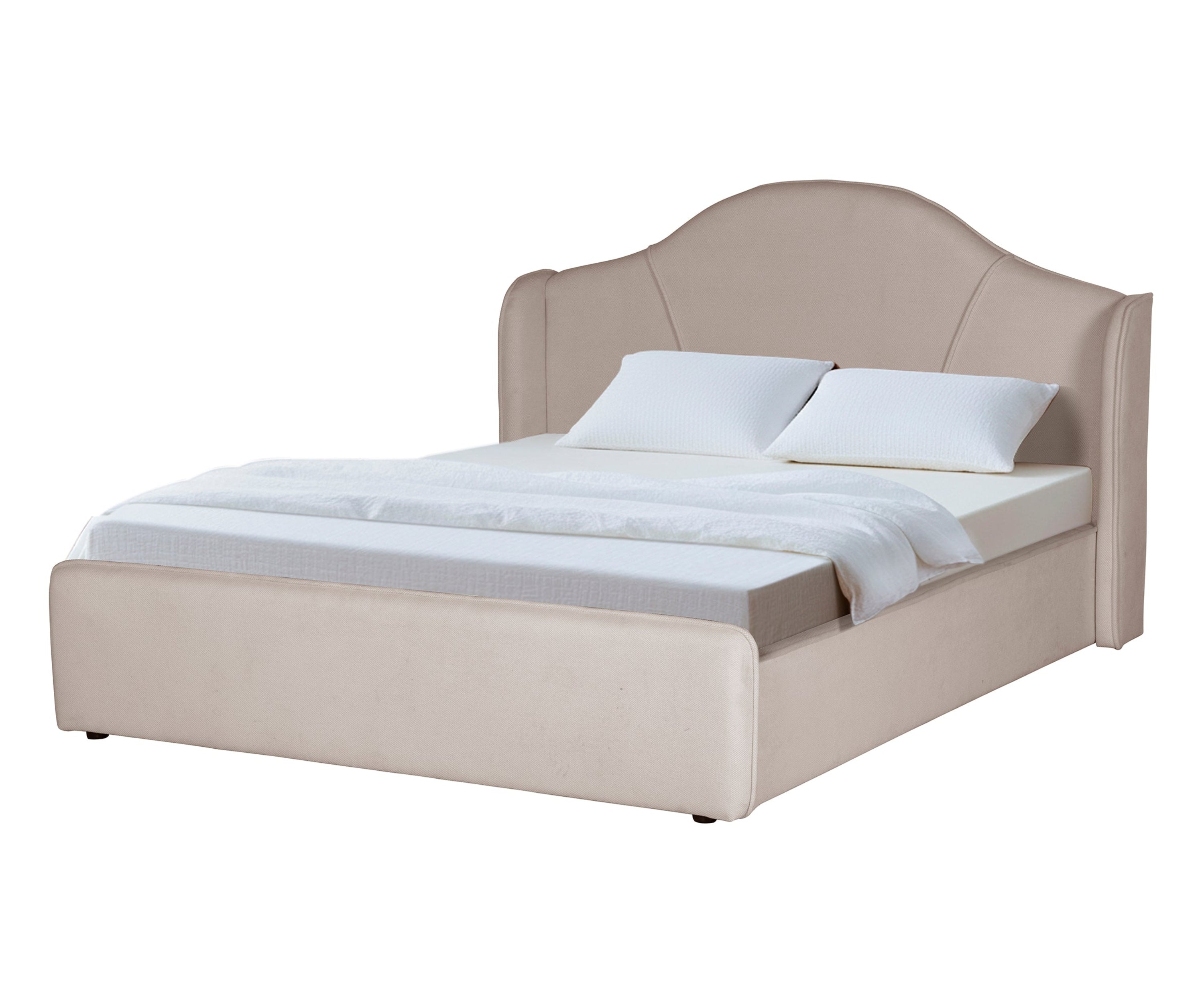 Rose Beige Wingback Arch Upholstered Bed
