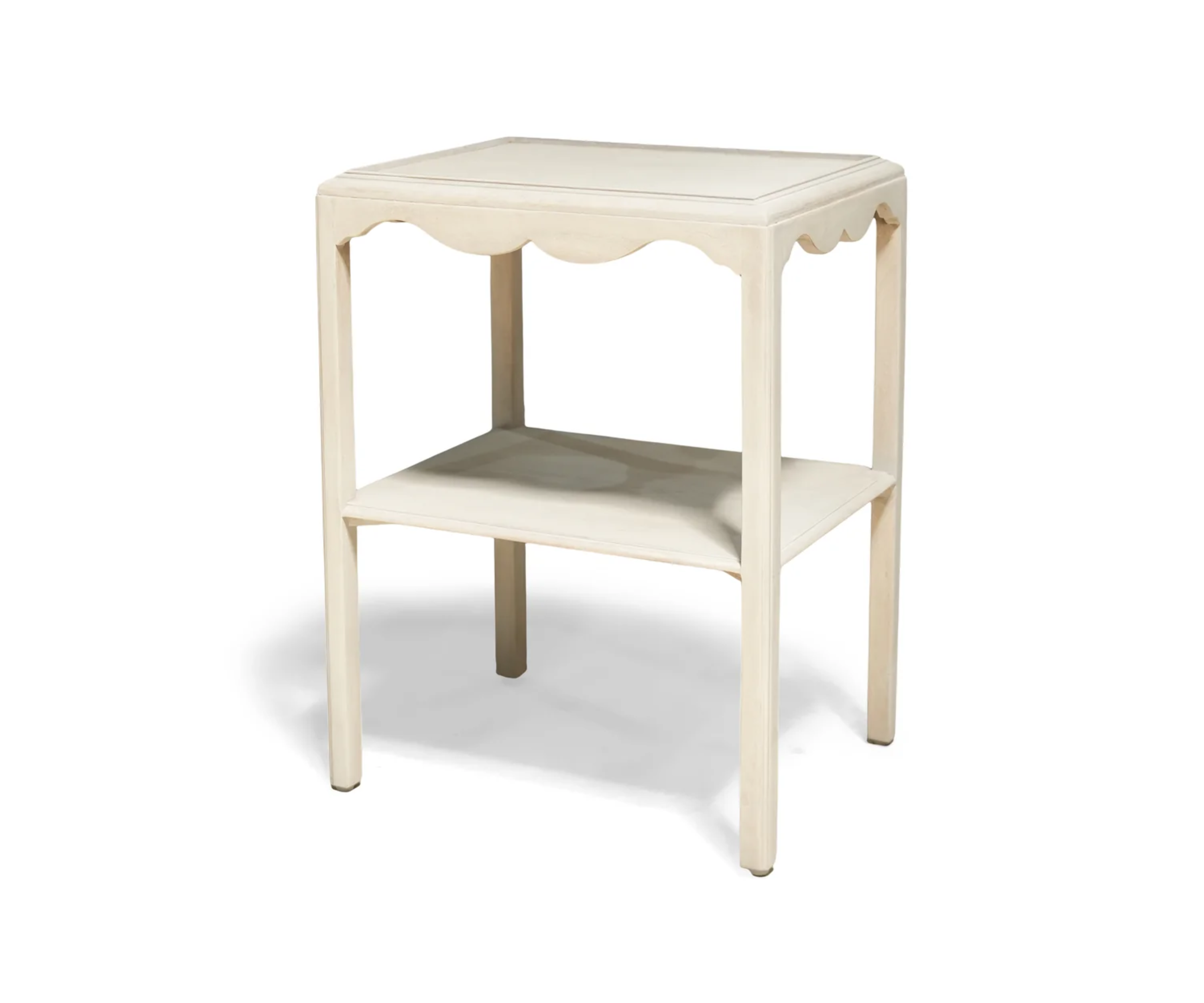 Ivory Wooden Two Tier Side Table with Shelf