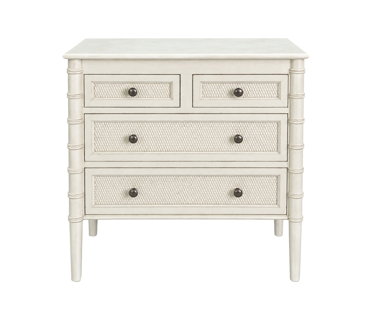 Ivory Wooden 4-Drawer Chest of Drawers with Woven-Texture Fronts