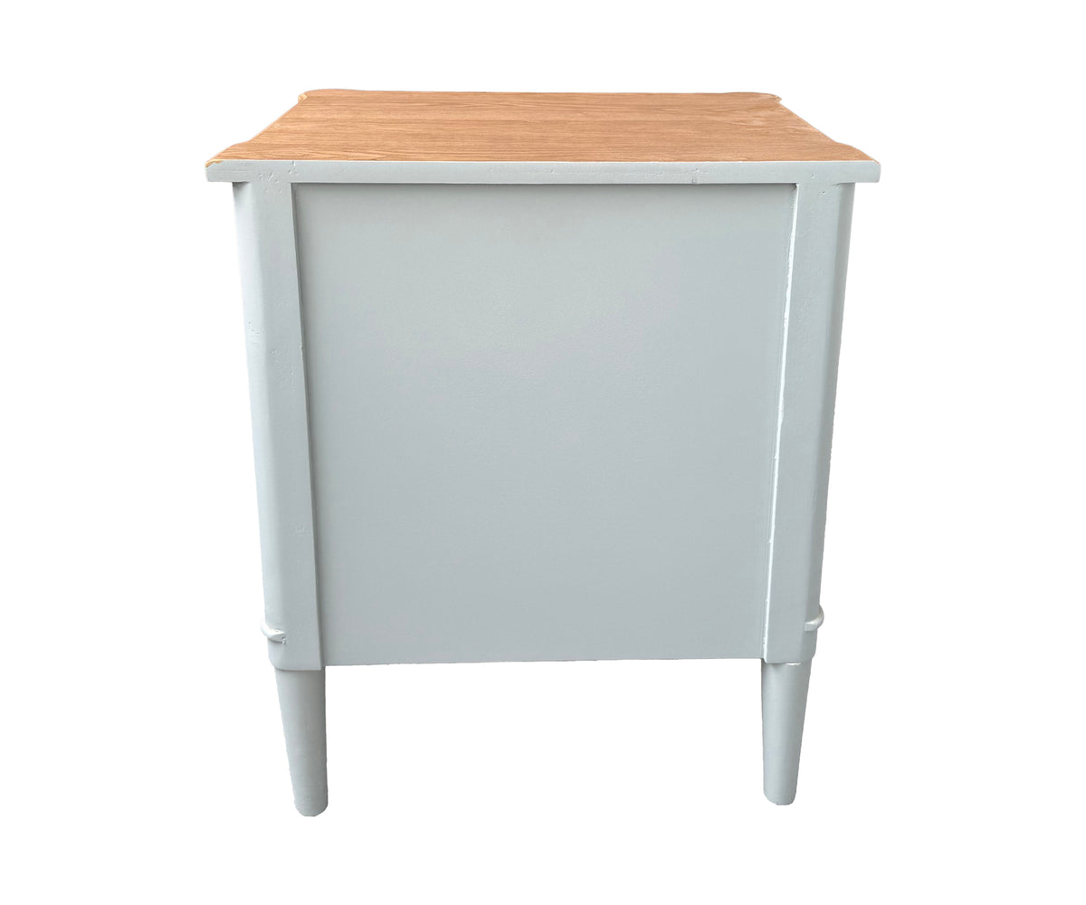 Nautical Two Toned 2-Drawer Bedside Table with Ornate Metal Hardware