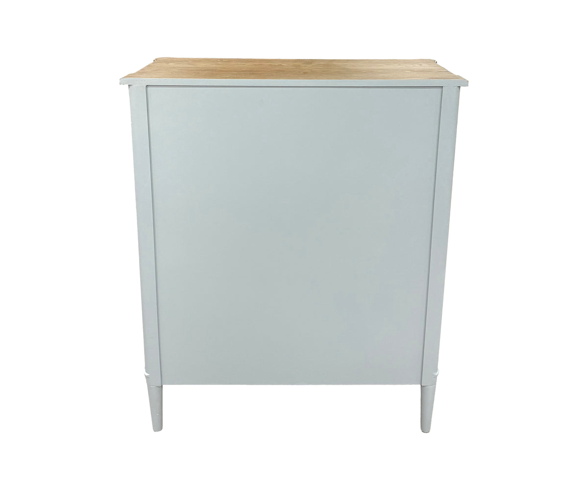 Blue & Ivory Striped 2-Door Cabinet with Drawers