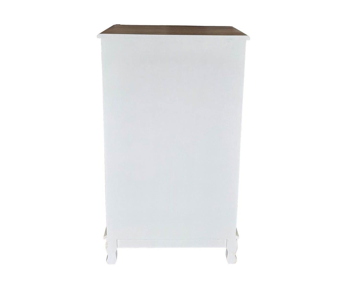 Tall French Provincial Teak 5-Drawer Bedside Table