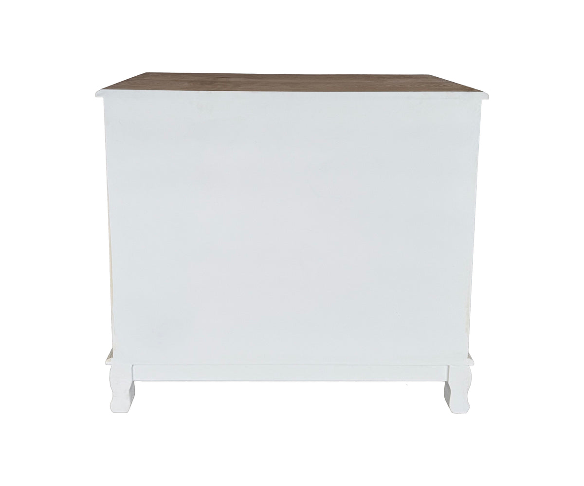 Dual Toned WhiteTeak Cabinet with Natural Wood Top
