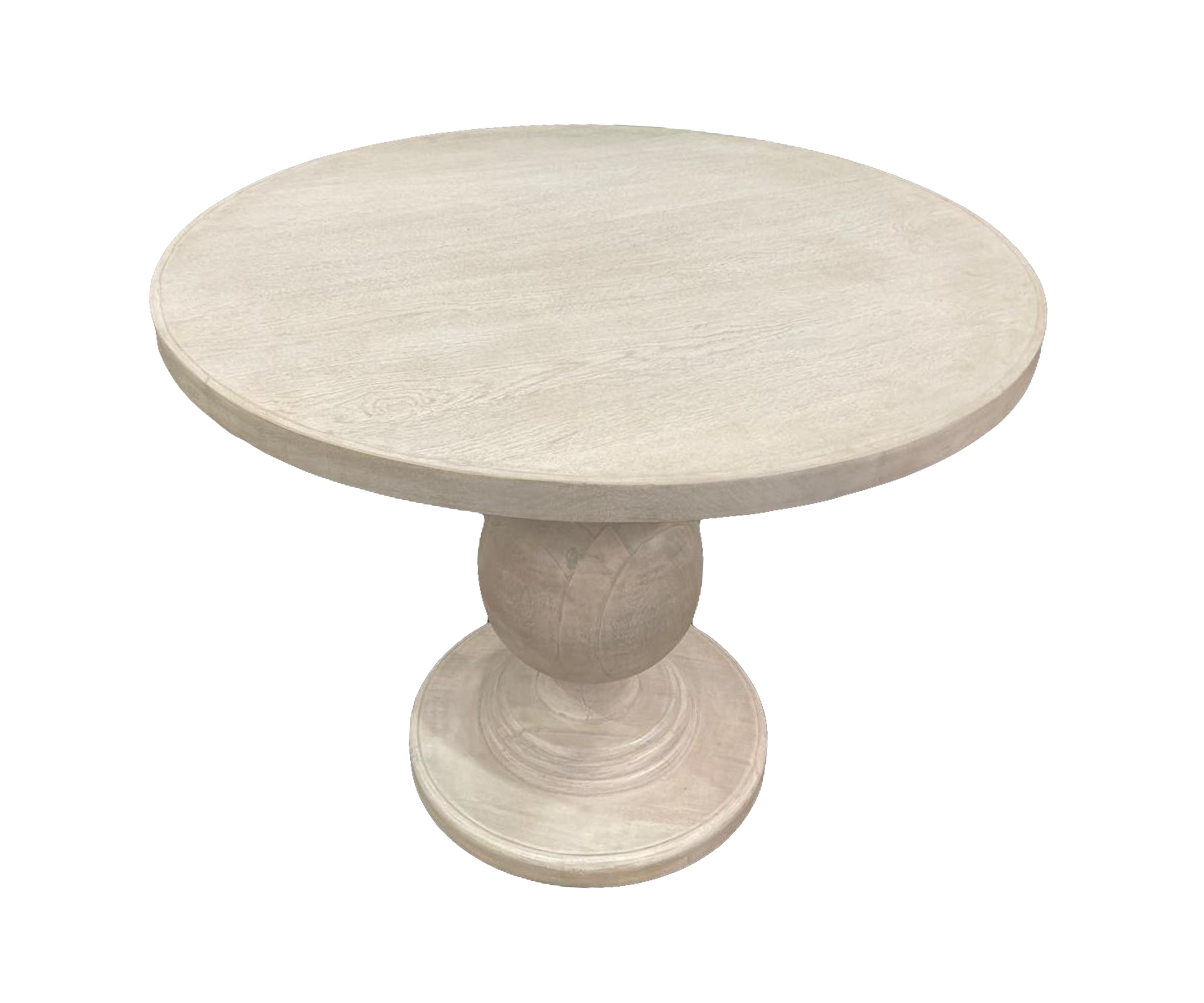 Whitewash Round 4 Seater Dining Table with Urn-Shaped Pedestal Base