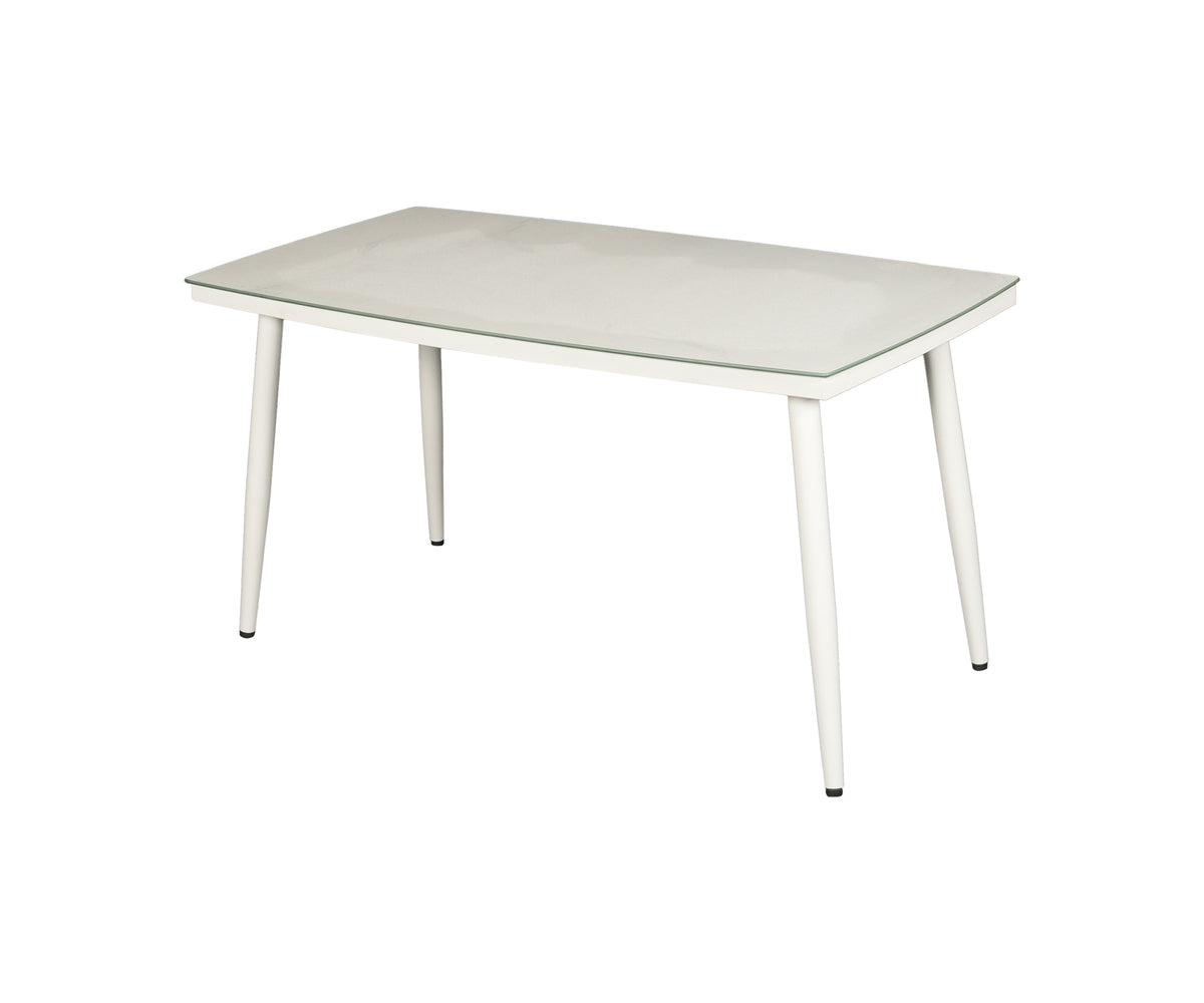 White Outdoor DiningTable with Metal Legs