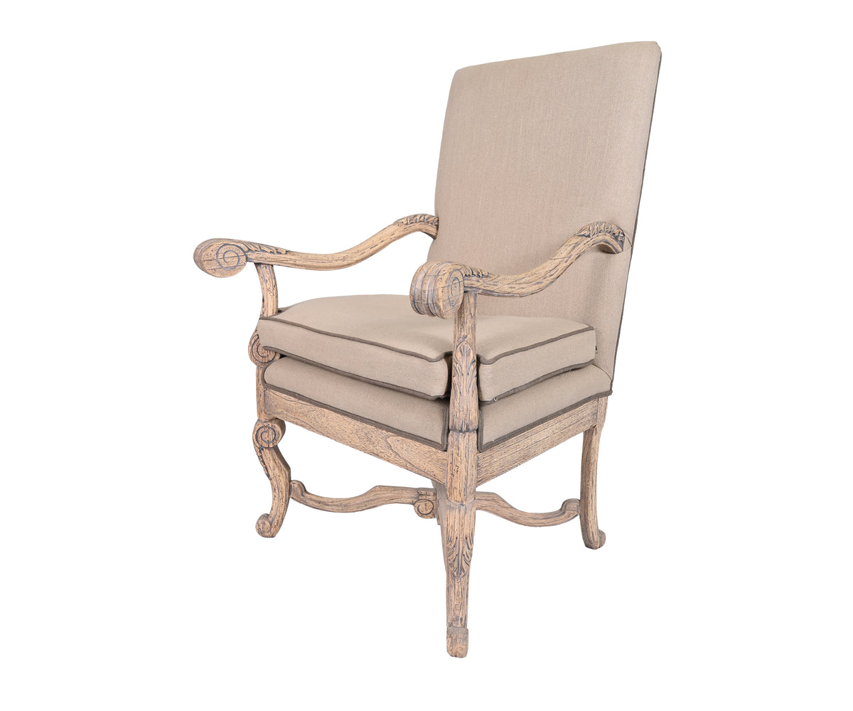 Camel Back Upholstered Arm Chair with Double Cushion Seating
