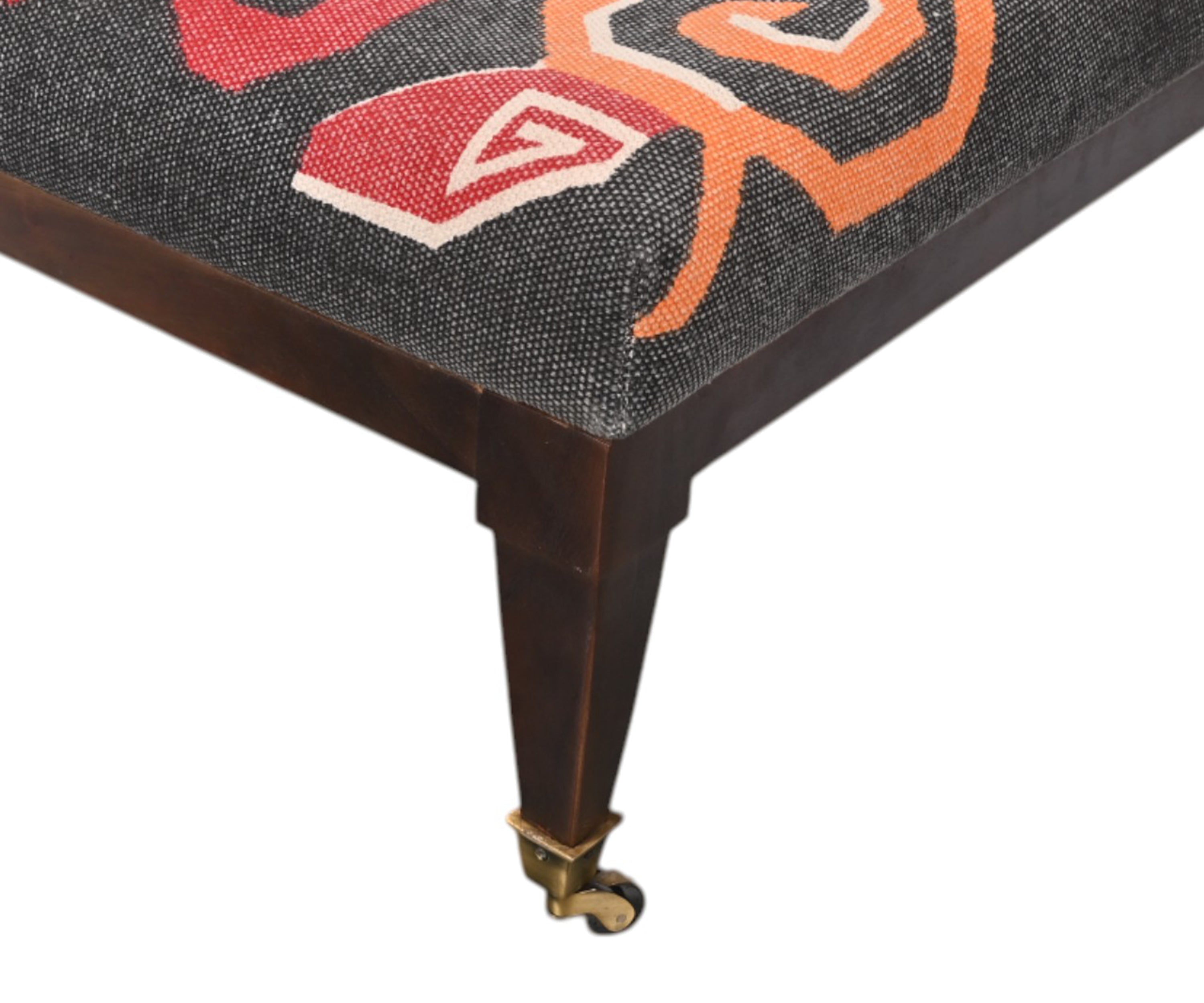 Artistic Printed Ottoman with Brass Caster Legs