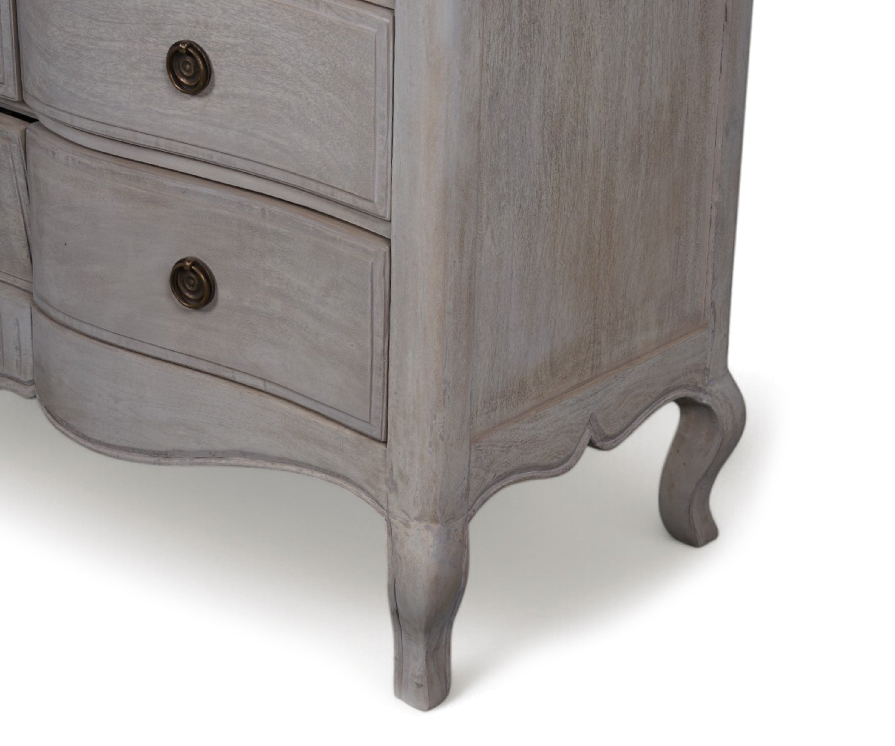 French Provincial Chest of Drawers with Cabriole Legs in Gray Finish