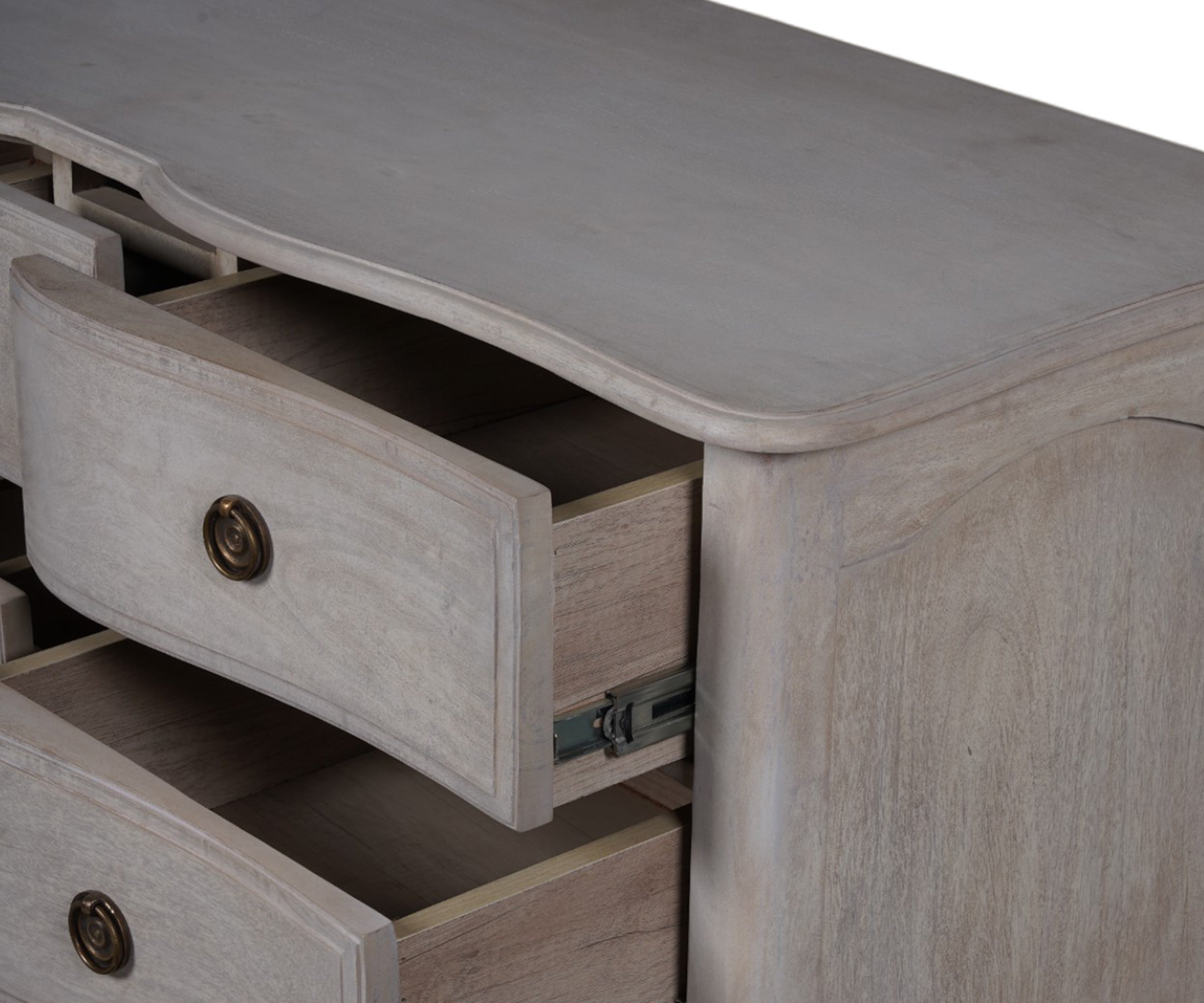 French Provincial Chest of Drawers with Cabriole Legs in Gray Finish
